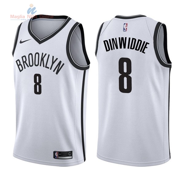 Acquista Maglia NBA Nike Brooklyn Nets #8 Spencer Dinwiddie Bianco Association