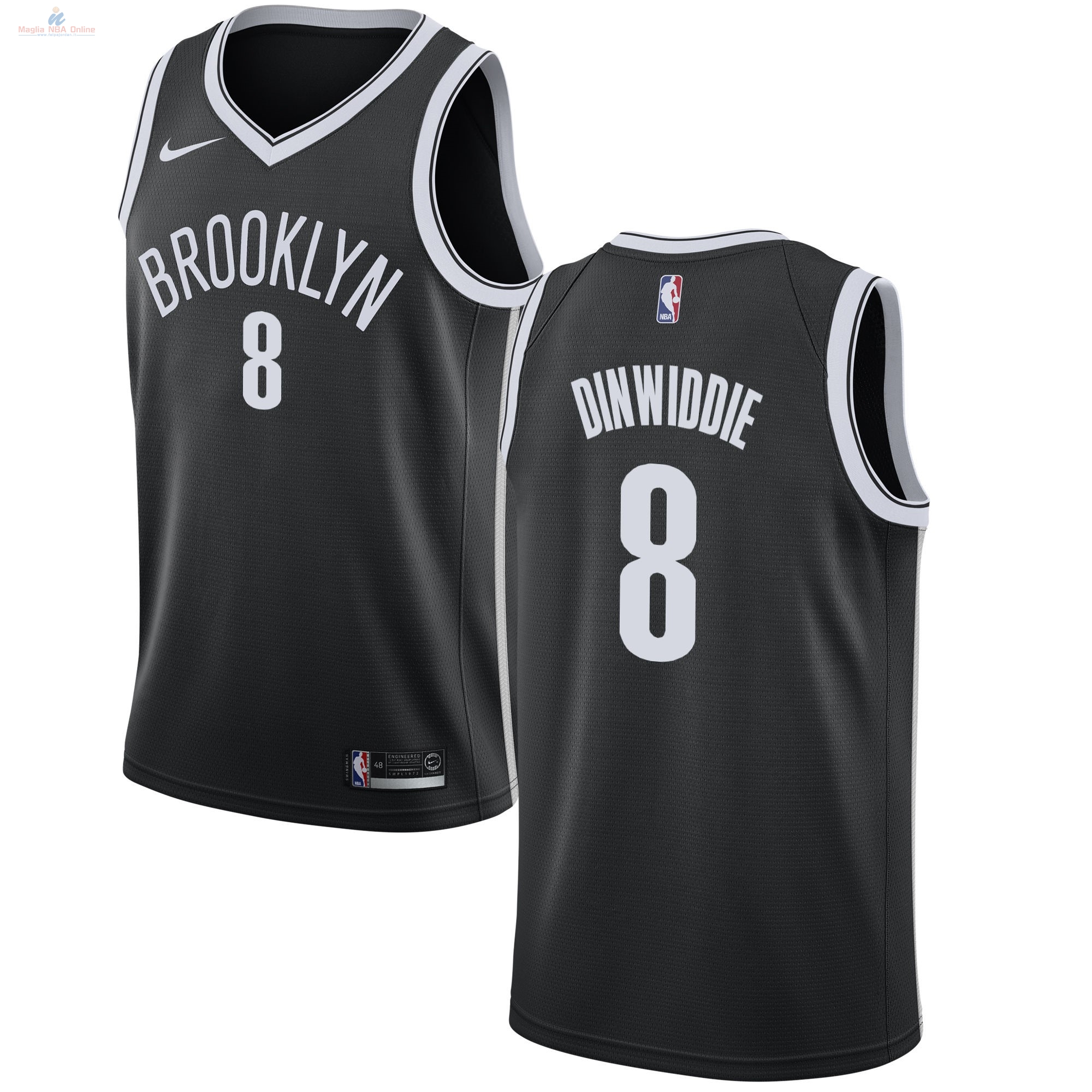 Acquista Maglia NBA Nike Brooklyn Nets #8 Spencer Dinwiddie Nero Icon