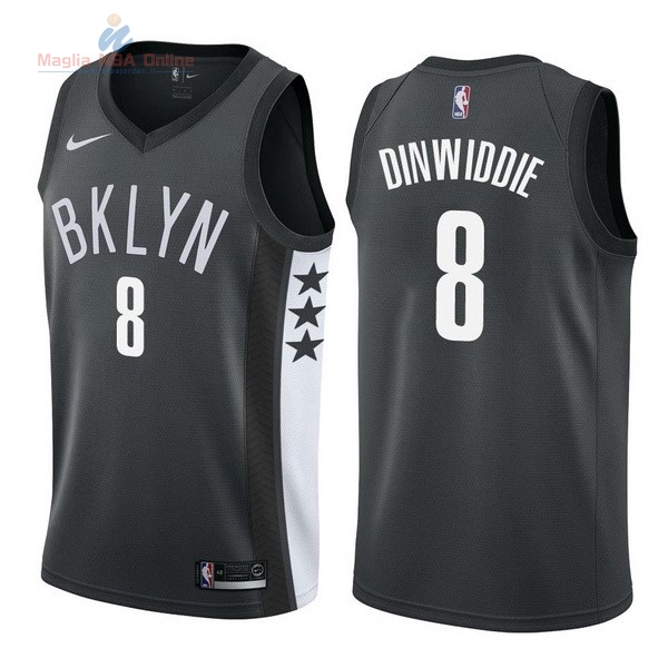 Acquista Maglia NBA Nike Brooklyn Nets #8 Spencer Dinwiddie Nero Statement