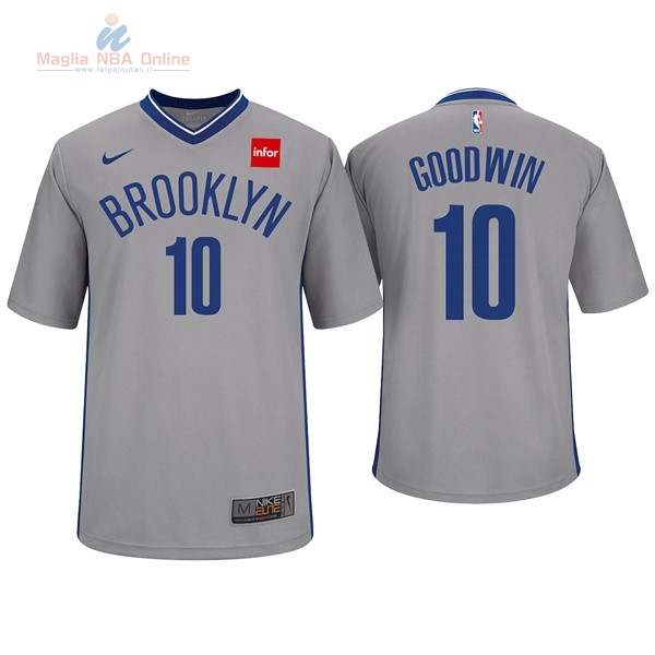 Acquista Maglia NBA Nike Brooklyn Nets Manica Corta #10 Archie Goodwin Grigio