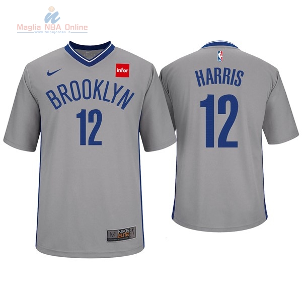 Acquista Maglia NBA Nike Brooklyn Nets Manica Corta #12 Joe Harris Grigio