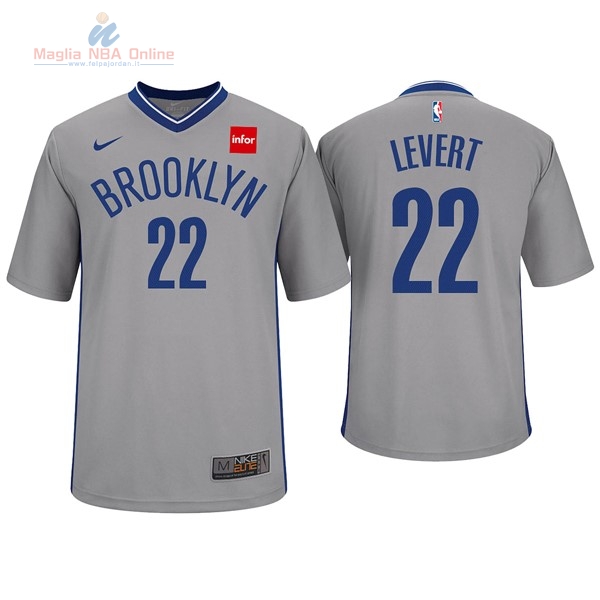 Acquista Maglia NBA Nike Brooklyn Nets Manica Corta #22 Caris LeVerde Grigio