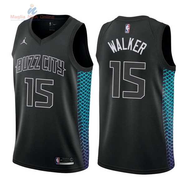 Acquista Maglia NBA Nike Charlotte Hornets #15 Kemba Walker Nike Nero Città