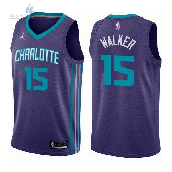 Acquista Maglia NBA Nike Charlotte Hornets #15 Kemba Walker Porpora Statement
