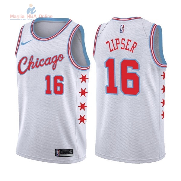 Acquista Maglia NBA Nike Chicago Bulls #16 Paul Zipser Nike Bianco Città