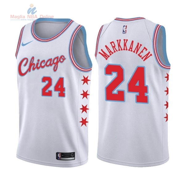 Acquista Maglia NBA Nike Chicago Bulls #24 Lauri Markkanen Nike Bianco Città