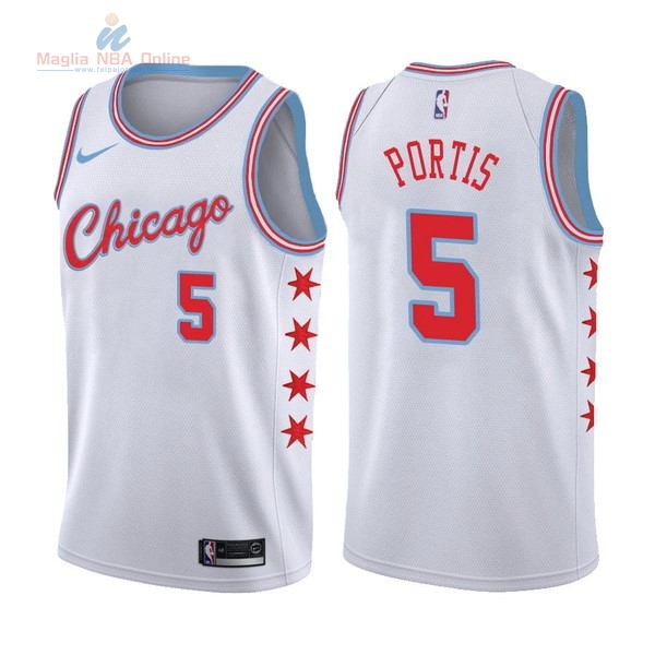 Acquista Maglia NBA Nike Chicago Bulls #5 Bobby Portis Nike Bianco Città