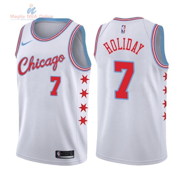 Acquista Maglia NBA Nike Chicago Bulls #7 Justin Holiday Nike Bianco Città