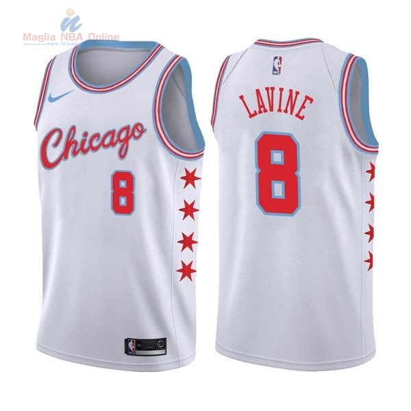 Acquista Maglia NBA Nike Chicago Bulls #8 Zach Lavine Nike Bianco Città