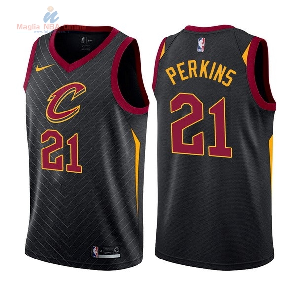 Acquista Maglia NBA Nike Cleveland Cavaliers #21 Kendrick Perkins Nero Statement