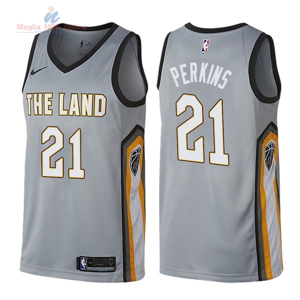 Acquista Maglia NBA Nike Cleveland Cavaliers #21 Kendrick Perkins Nike Grigio Città