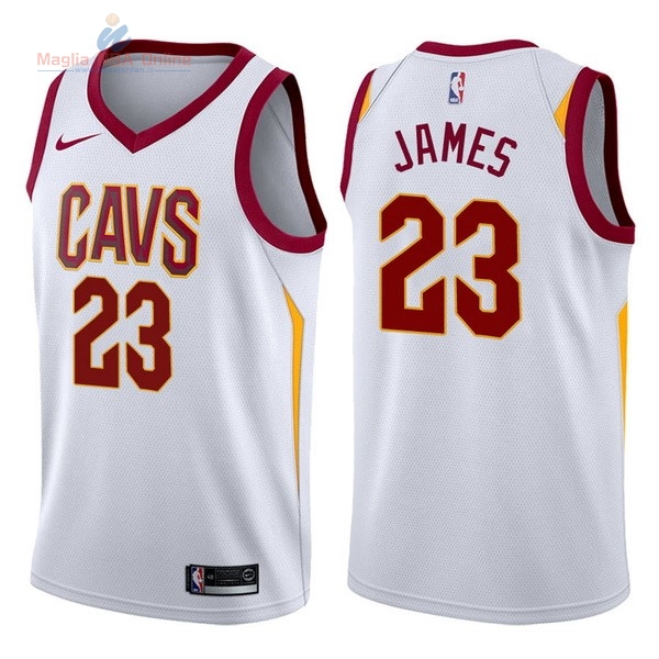 Acquista Maglia NBA Nike Cleveland Cavaliers #23 LeBron James Bianco Association