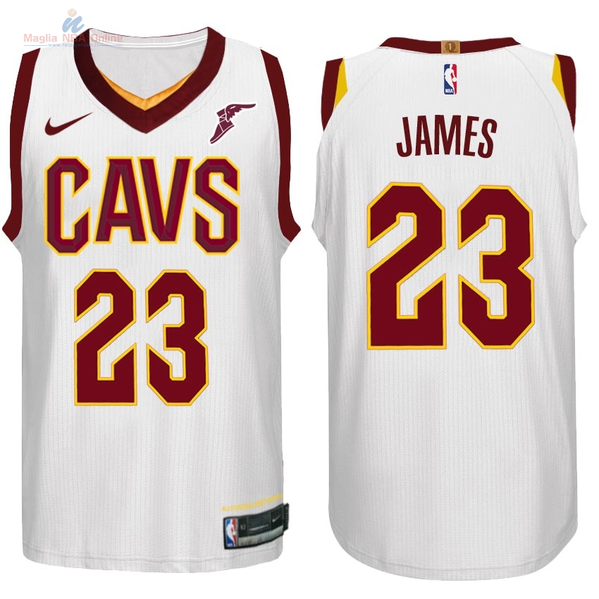 Acquista Maglia NBA Nike Cleveland Cavaliers #23 LeBron James Bianco