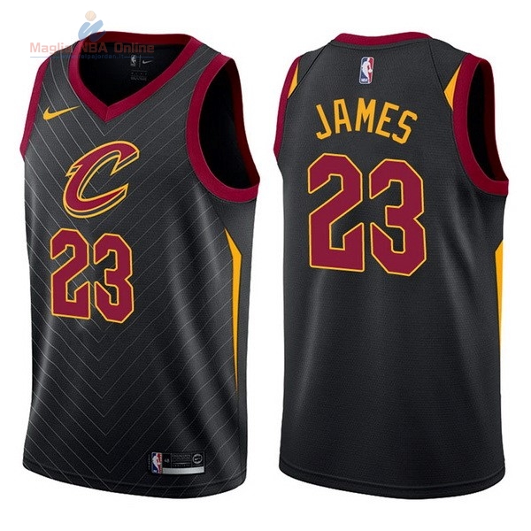 Acquista Maglia NBA Nike Cleveland Cavaliers #23 LeBron James Nero Statement