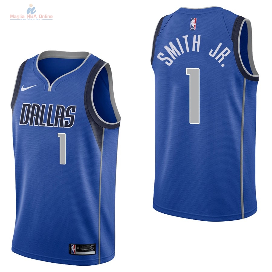 Acquista Maglia NBA Nike Dallas Mavericks #1 Dennis Smith Jr Blu Icon