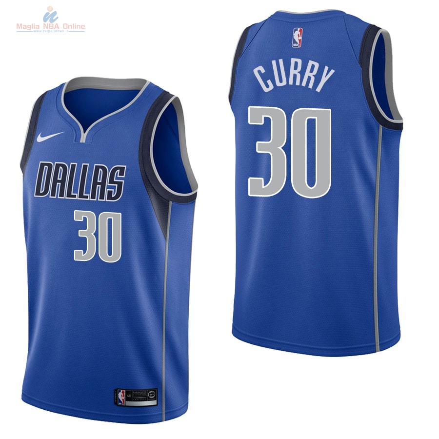 Acquista Maglia NBA Nike Dallas Mavericks #30 Stephen Curry Blu Icon