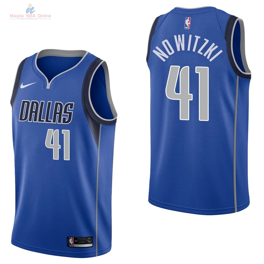 Acquista Maglia NBA Nike Dallas Mavericks #41 Dirk Nowitzki Blu Icon