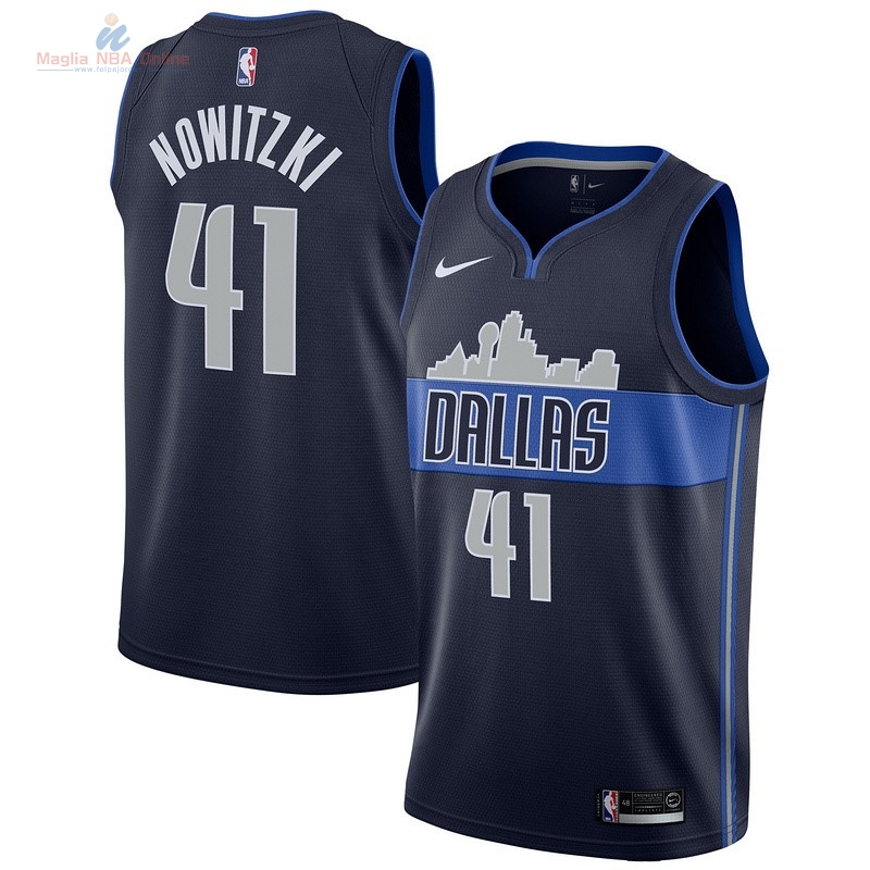 Acquista Maglia NBA Nike Dallas Mavericks #41 Dirk Nowitzki Nero Statement