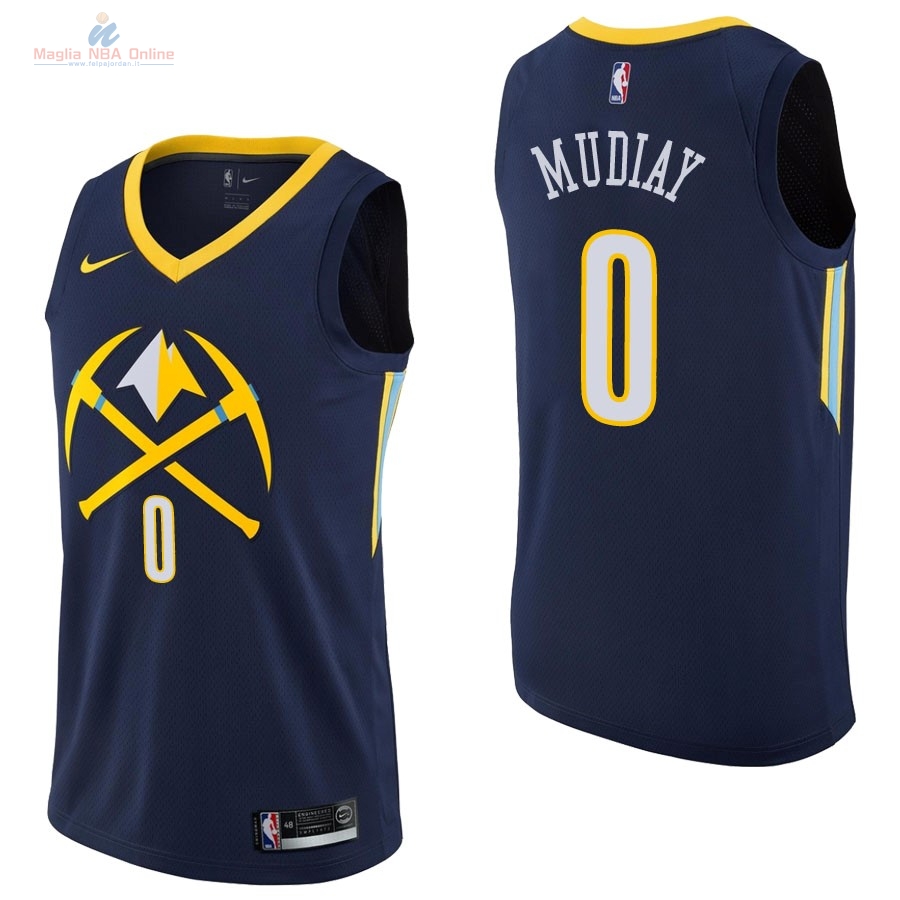 Acquista Maglia NBA Nike Denver Nuggets #0 Emmanuel Mudiay Nike Marino Città