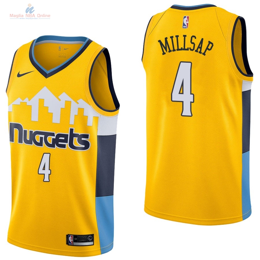 Acquista Maglia NBA Nike Denver Nuggets #4 Paul Millsap Giallo Statement