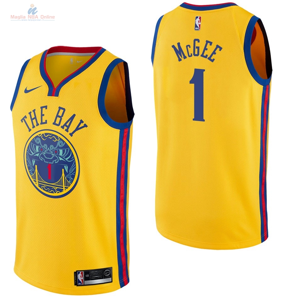 Acquista Maglia NBA Nike Golden State Warriors #1 JaVale McGee Nike Giallo Città