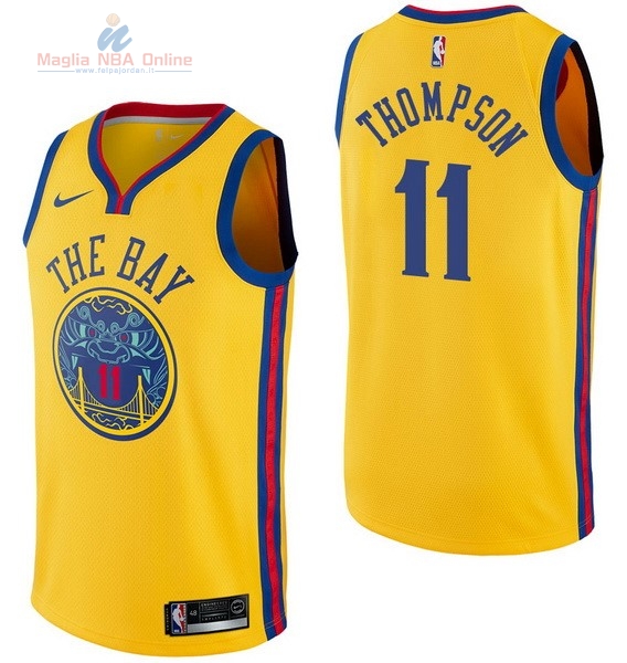 Acquista Maglia NBA Nike Golden State Warriors #11 Klay Thompson Nike Giallo Città