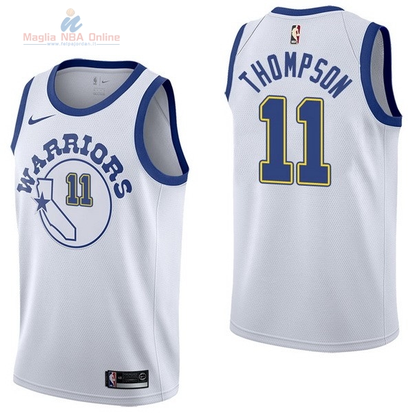 Acquista Maglia NBA Nike Golden State Warriors #11 Klay Thompson Nike Retro Bianco