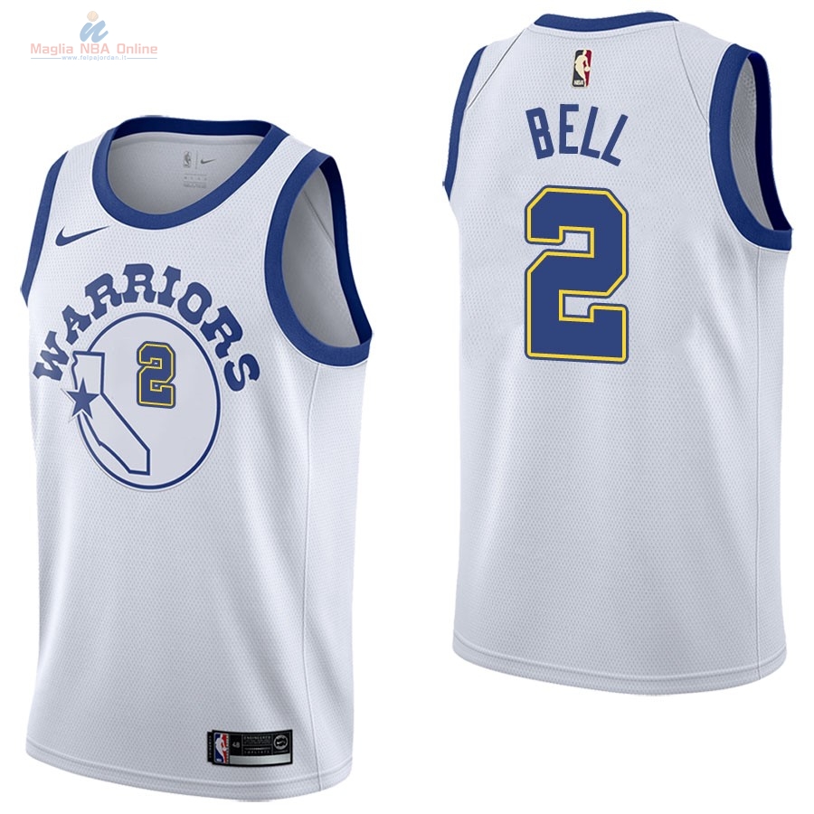 Acquista Maglia NBA Nike Golden State Warriors #2 Jordan Bell Nike Retro Bianco