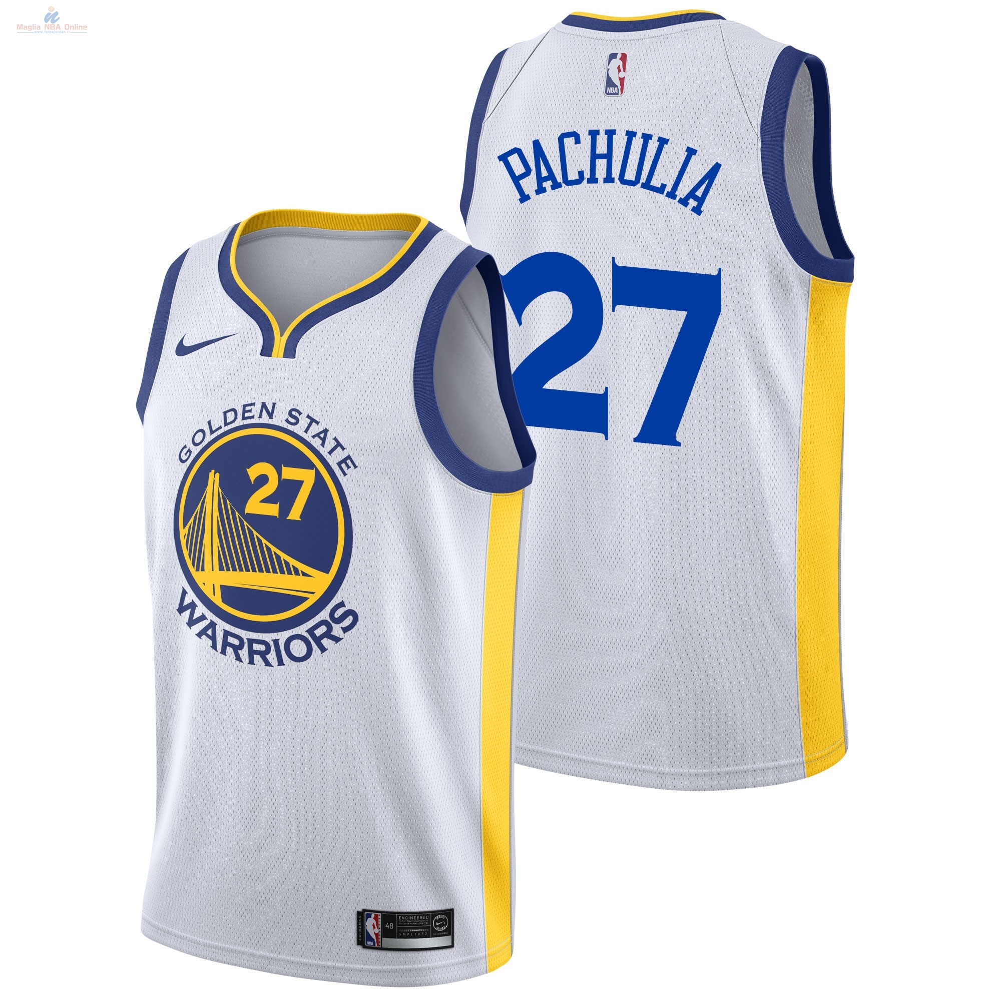 Acquista Maglia NBA Nike Golden State Warriors #27 Zaza Pachulia Bianco Association