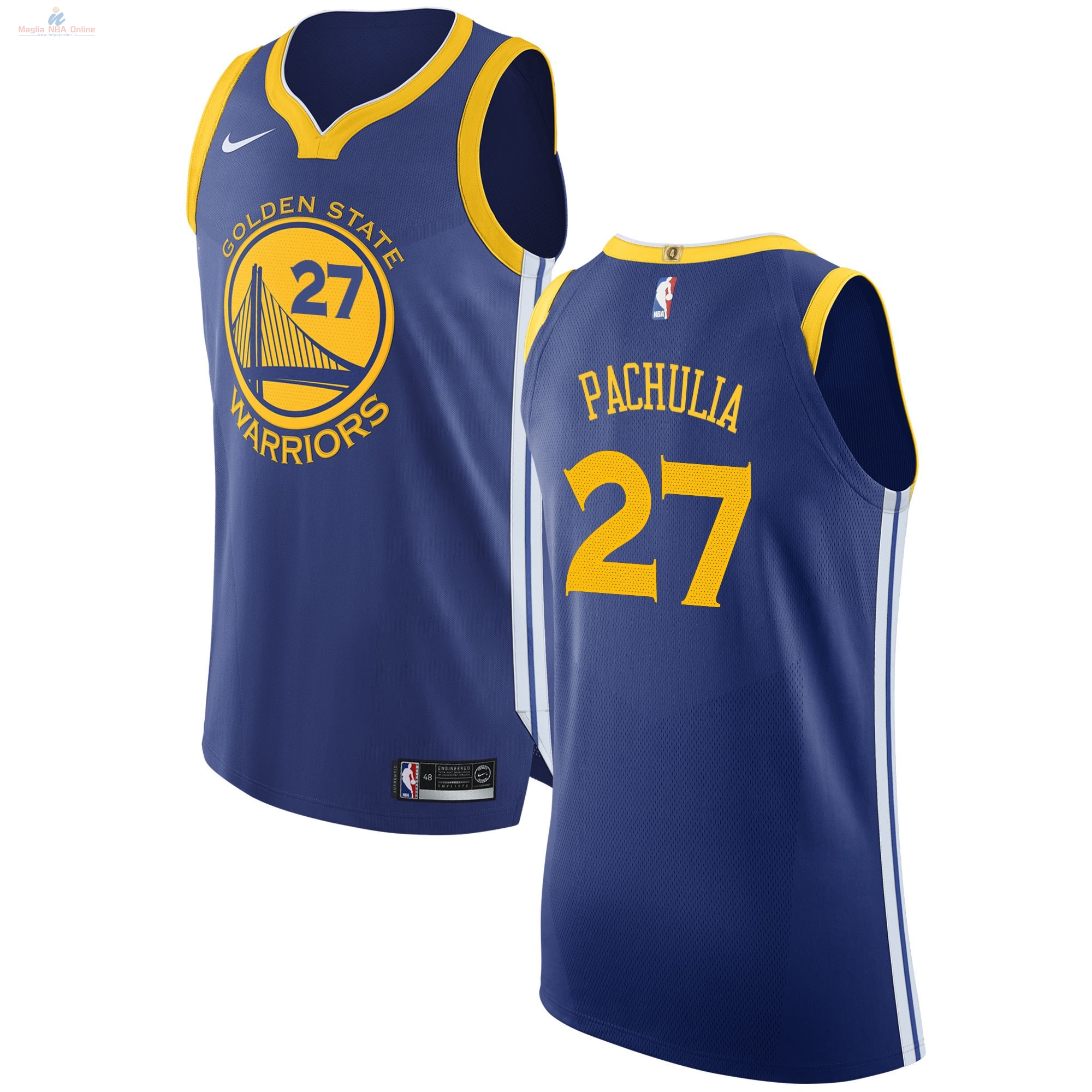 Acquista Maglia NBA Nike Golden State Warriors #27 Zaza Pachulia Blu Icon