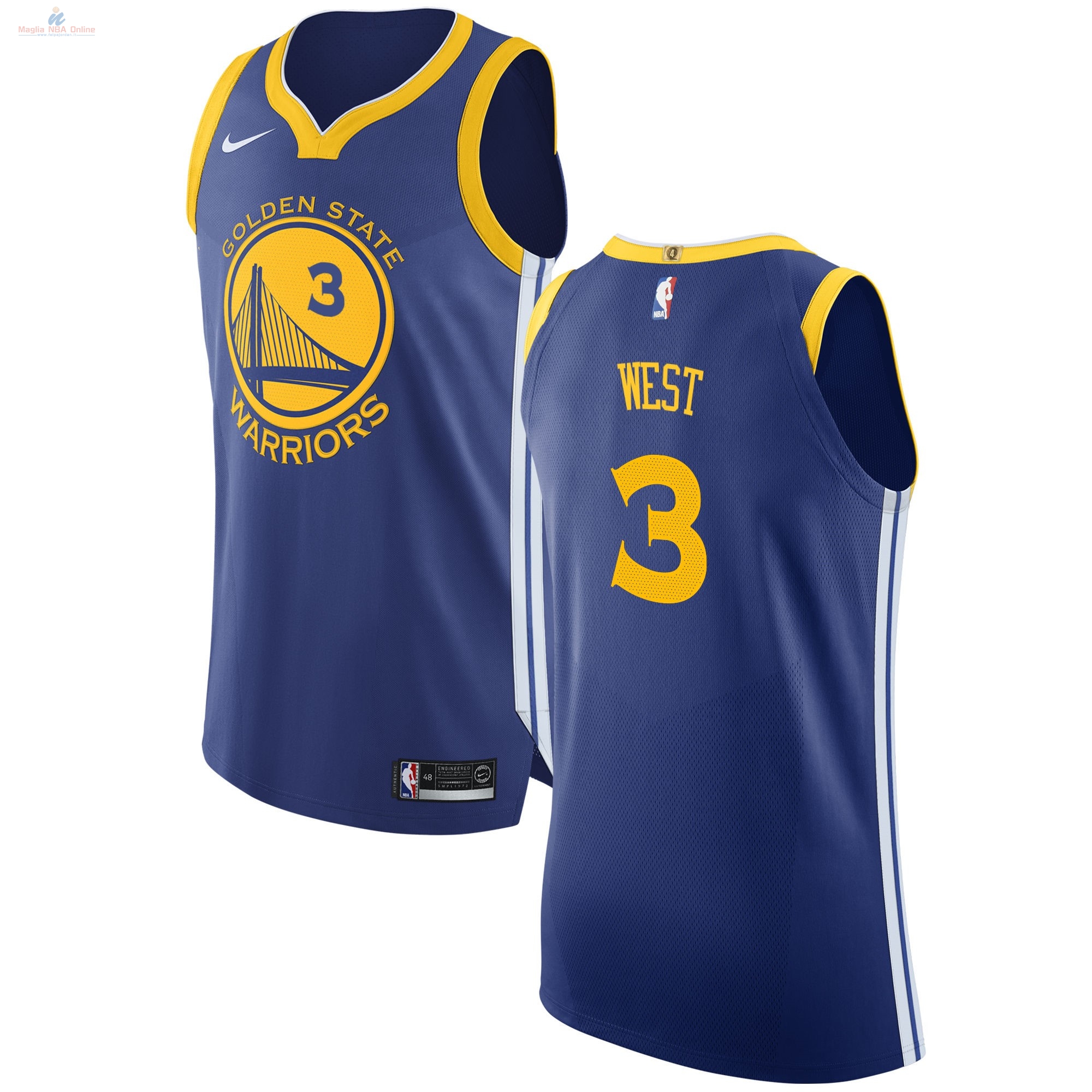 Acquista Maglia NBA Nike Golden State Warriors #3 David West Blu Icon