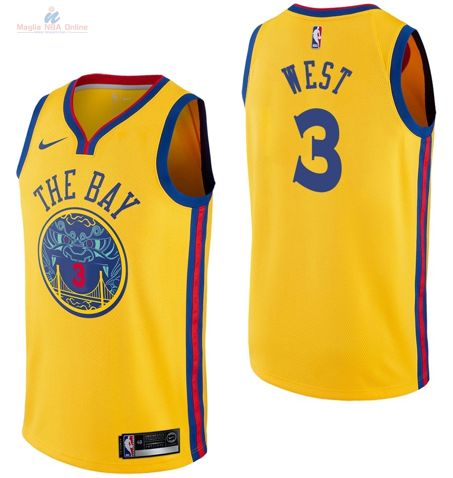 Acquista Maglia NBA Nike Golden State Warriors #3 David West Nike Giallo Città