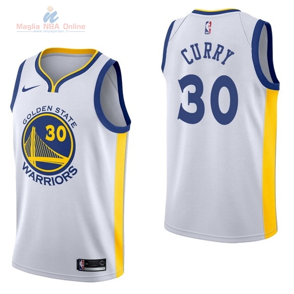 Acquista Maglia NBA Nike Golden State Warriors #30 Stephen Curry Bianco Association