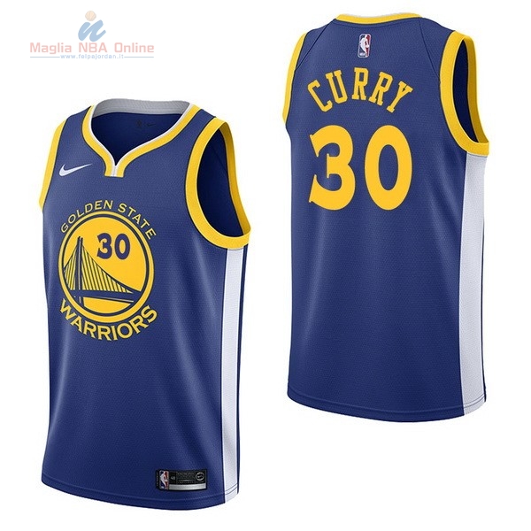 Acquista Maglia NBA Nike Golden State Warriors #30 Stephen Curry Blu Icon