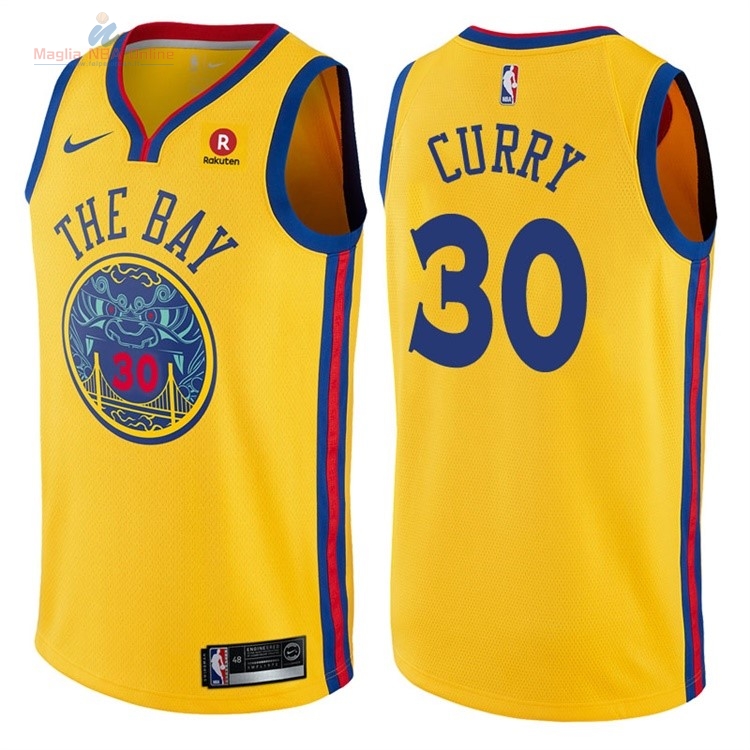 Acquista Maglia NBA Nike Golden State Warriors #30 Stephen Curry Giallo Città