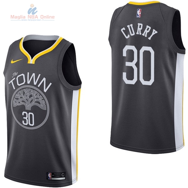 Acquista Maglia NBA Nike Golden State Warriors #30 Stephen Curry Nero Statement