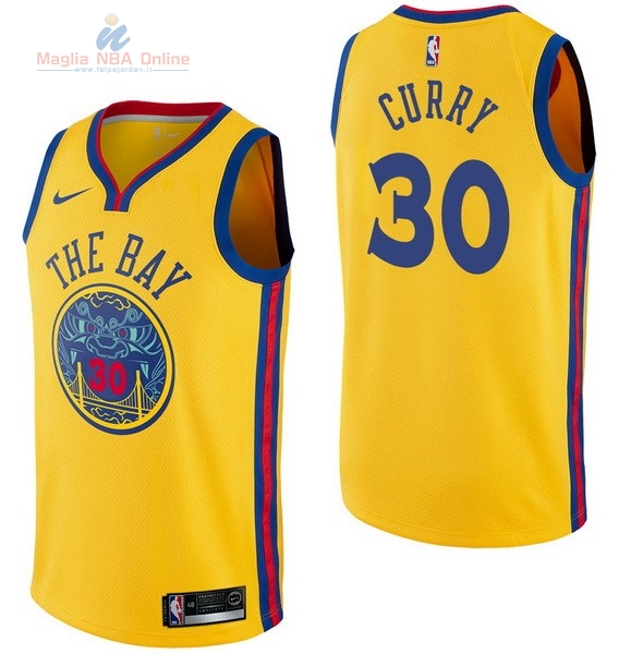 Acquista Maglia NBA Nike Golden State Warriors #30 Stephen Curry Nike Giallo Città