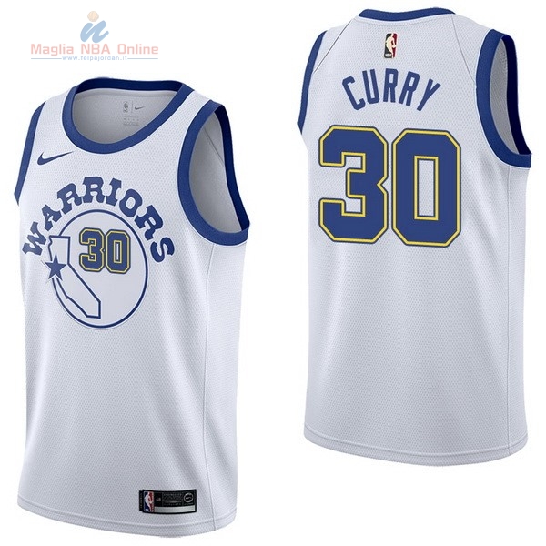 Acquista Maglia NBA Nike Golden State Warriors #30 Stephen Curry Nike Retro Bianco