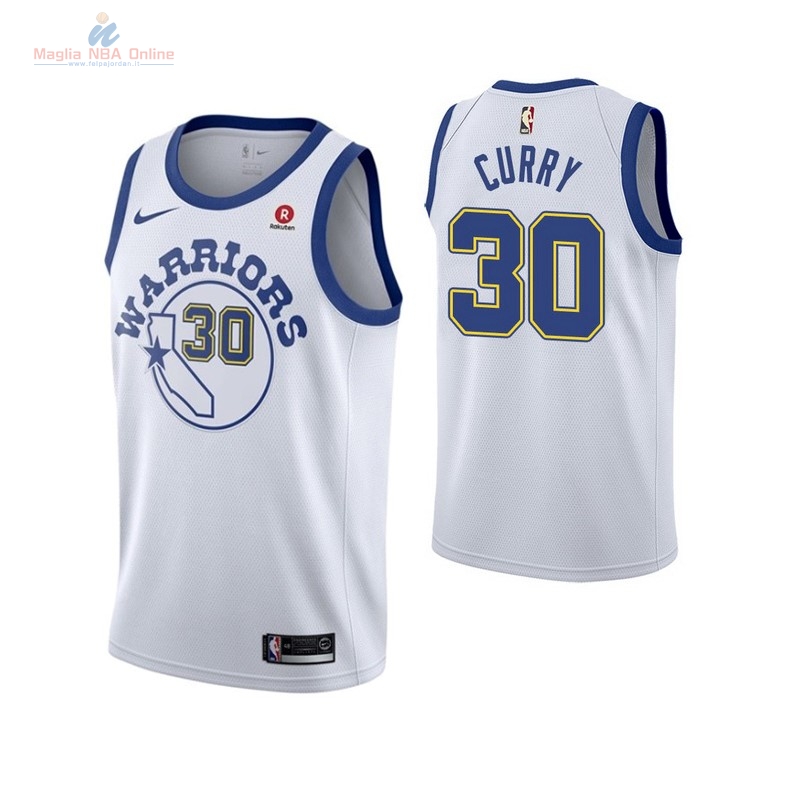 Acquista Maglia NBA Nike Golden State Warriors #30 Stephen Curry Retro Bianco