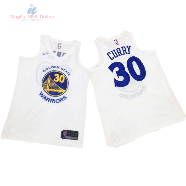 Acquista Maglia NBA Nike Golden State Warriors #30 Stephen Curry Tutto Bianco