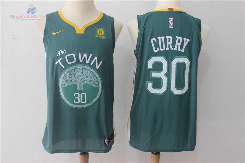 Acquista Maglia NBA Nike Golden State Warriors #30 Stephen Curry Verde