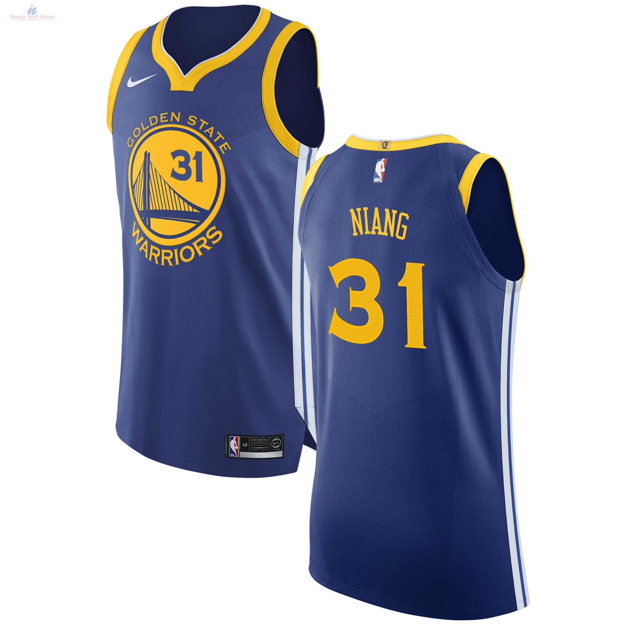 Acquista Maglia NBA Nike Golden State Warriors #31 Georges Niang Blu Icon