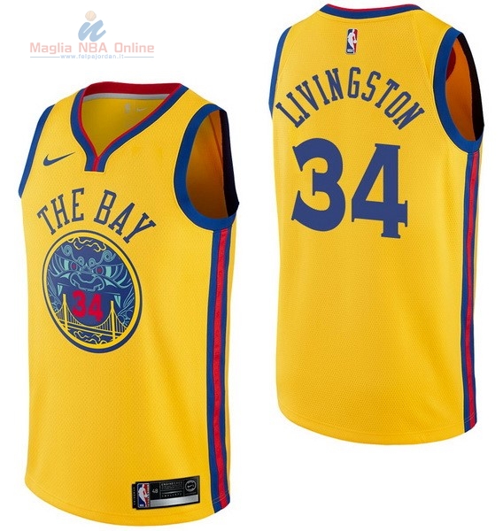 Acquista Maglia NBA Nike Golden State Warriors #34 Shaun Livingston Nike Giallo Città