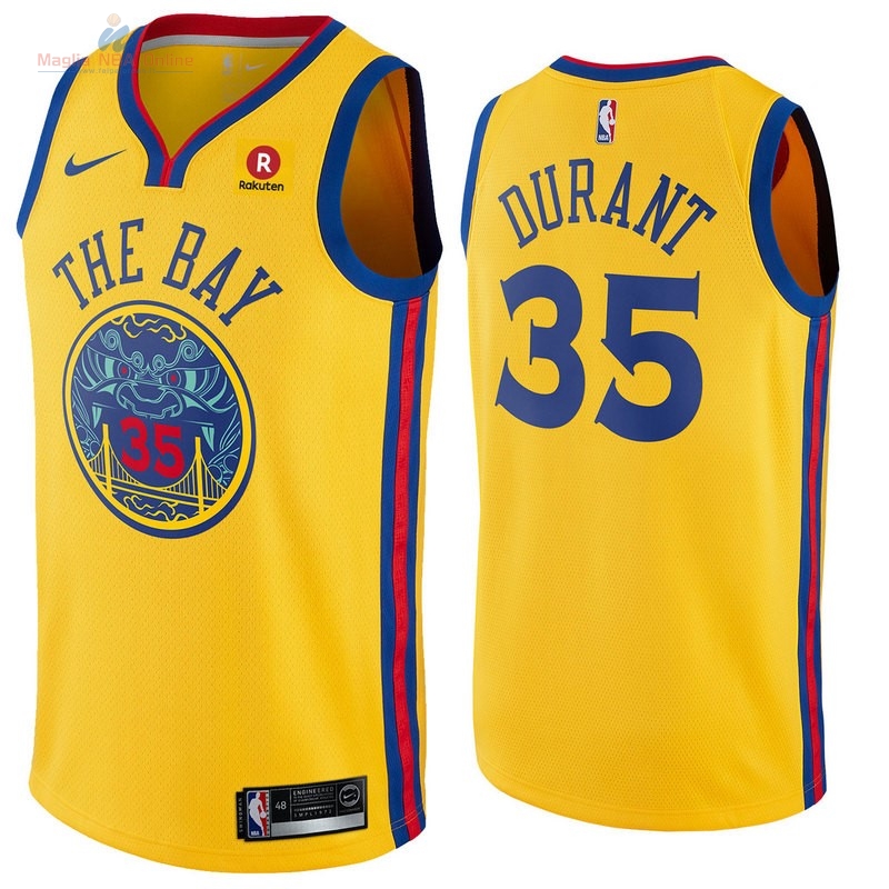 Acquista Maglia NBA Nike Golden State Warriors #35 Kevin Durant Giallo Città