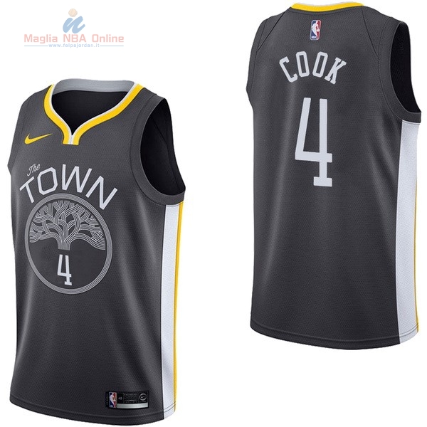 Acquista Maglia NBA Nike Golden State Warriors #4 Quinn Cook Nero Statement