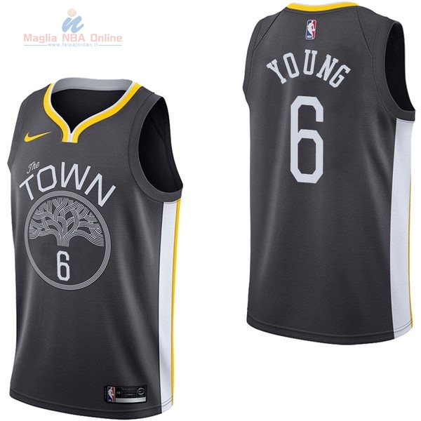 Acquista Maglia NBA Nike Golden State Warriors #6 Nick Young Nero Statement