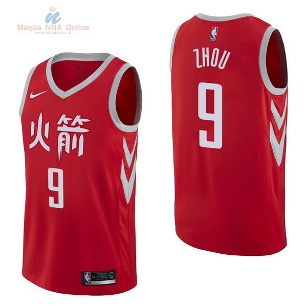 Acquista Maglia NBA Nike Houston Rockets #9 Zhou Qi Nike Rosso Città