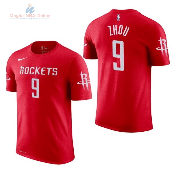 Acquista Maglia NBA Nike Houston Rockets Manica Corta #9 Zhou Qi Rosso