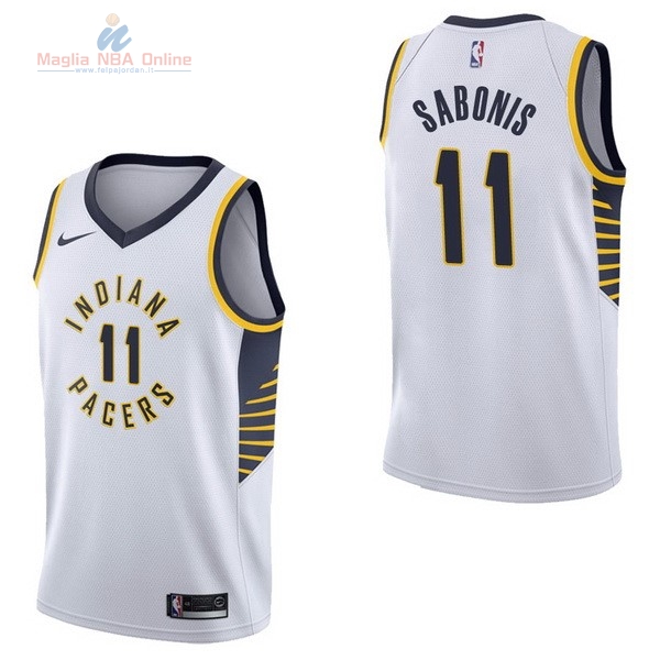 Acquista Maglia NBA Nike Indiana Pacers #11 Domantas Sabonis Bianco Association