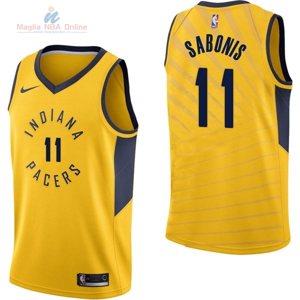 Acquista Maglia NBA Nike Indiana Pacers #11 Domantas Sabonis Giallo Statement